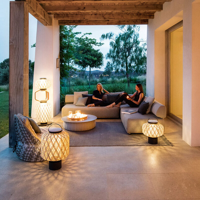 covered outdoor porch with DEDON furniture